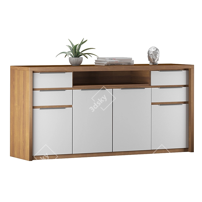 Elegant Buffet Sideboard Decoration Set 3D model image 2