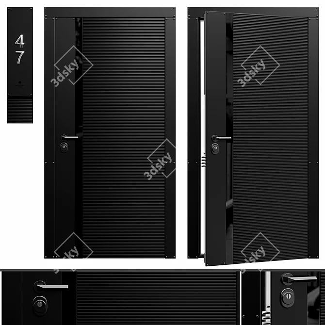 Modern Flexo Entrance Door Kit 3D model image 1