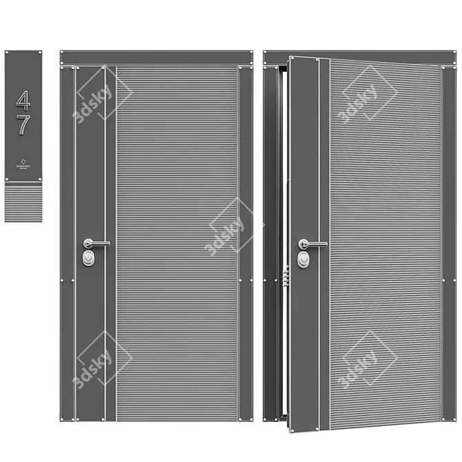Modern Flexo Entrance Door Kit 3D model image 4