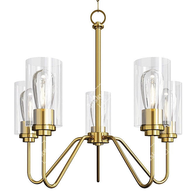 Elegant Charlotte Brass Chandelier 3D model image 1