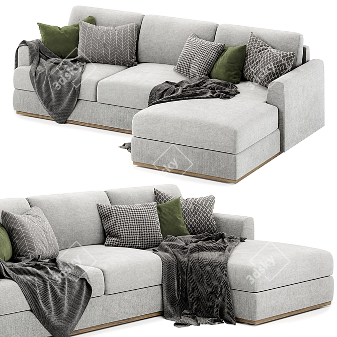 NIXON Fabric Modular Sofa: Light & Versatile 3D model image 2