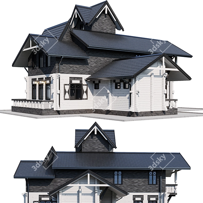 Contemporary Individual Mansion Model 3D model image 2