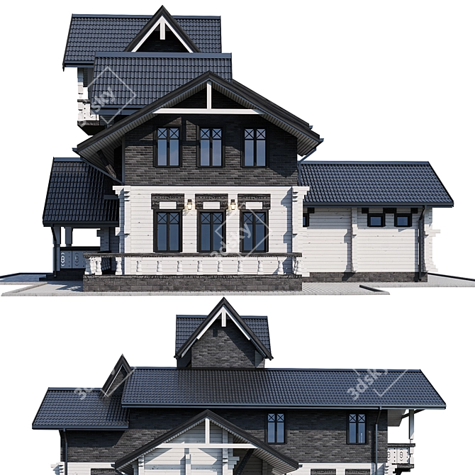 Contemporary Individual Mansion Model 3D model image 4