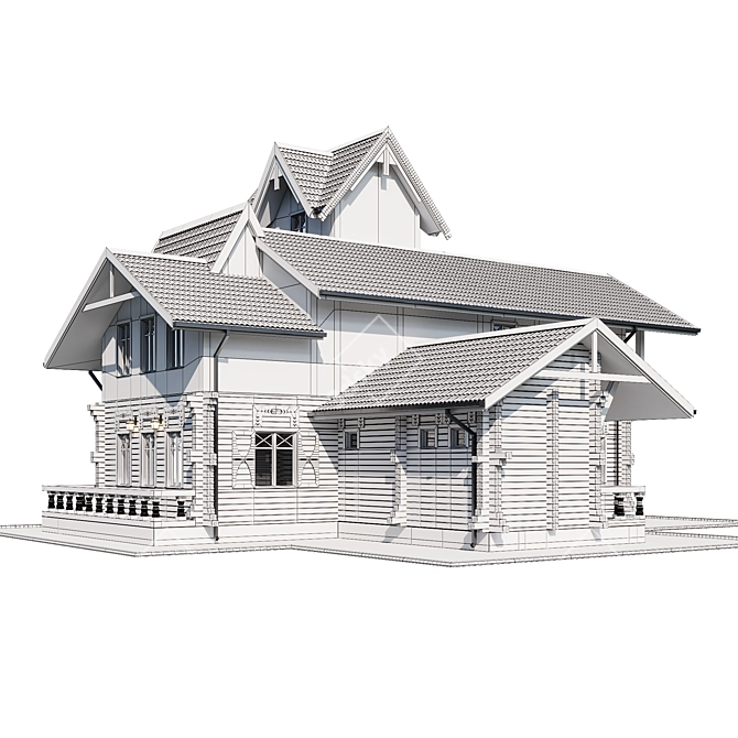 Contemporary Individual Mansion Model 3D model image 7