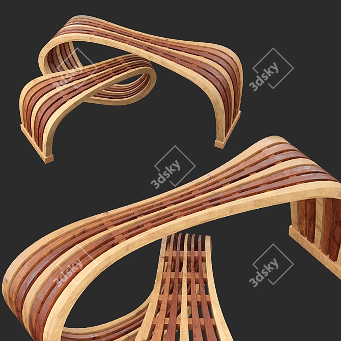 Modern Urban Bench 180x140x50cm 3D model image 18