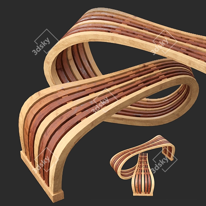 Modern Urban Bench 180x140x50cm 3D model image 3