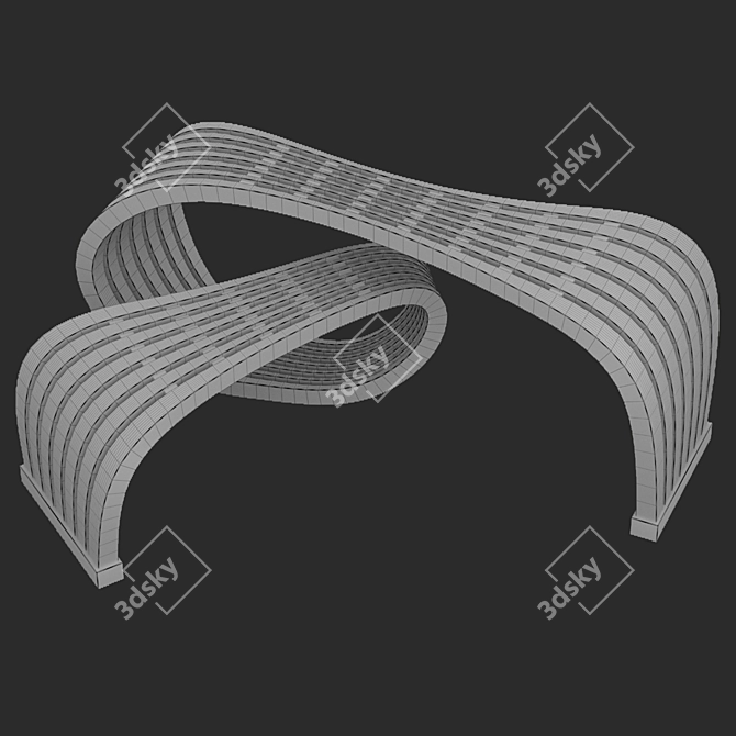 Modern Urban Bench 180x140x50cm 3D model image 10