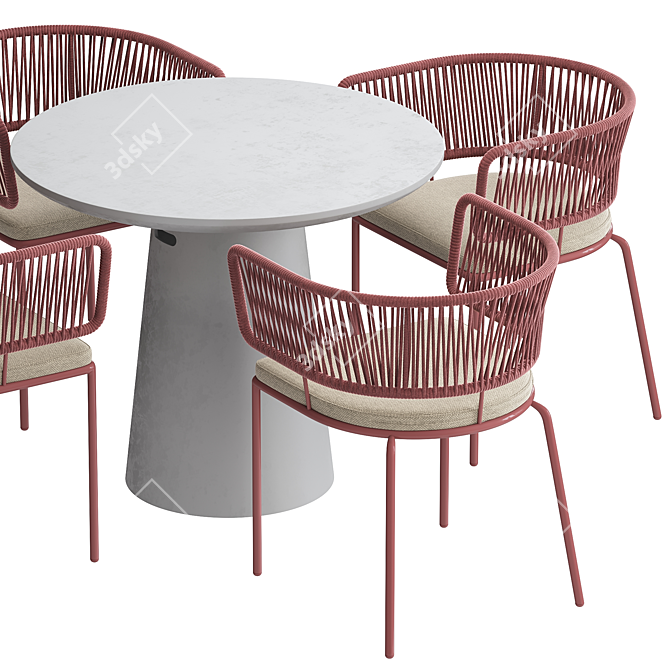 Modern Square Dining Table Set 3D model image 2