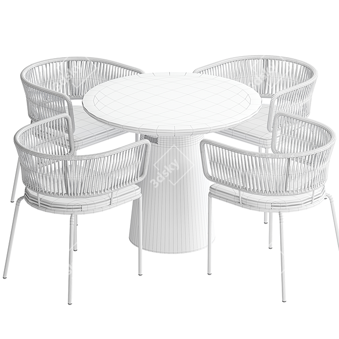 Modern Square Dining Table Set 3D model image 3