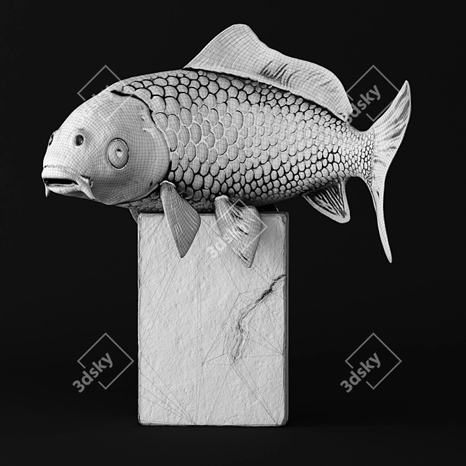 Elegant Koi Fish Sculpture 3D model image 6