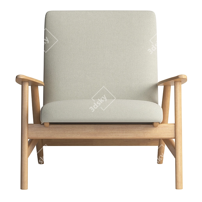 Solid American White Oak Sofa 3D model image 2