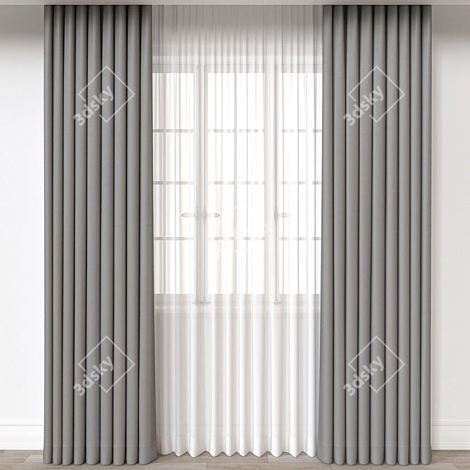 Modern Curtain 3D Model Set 3D model image 1