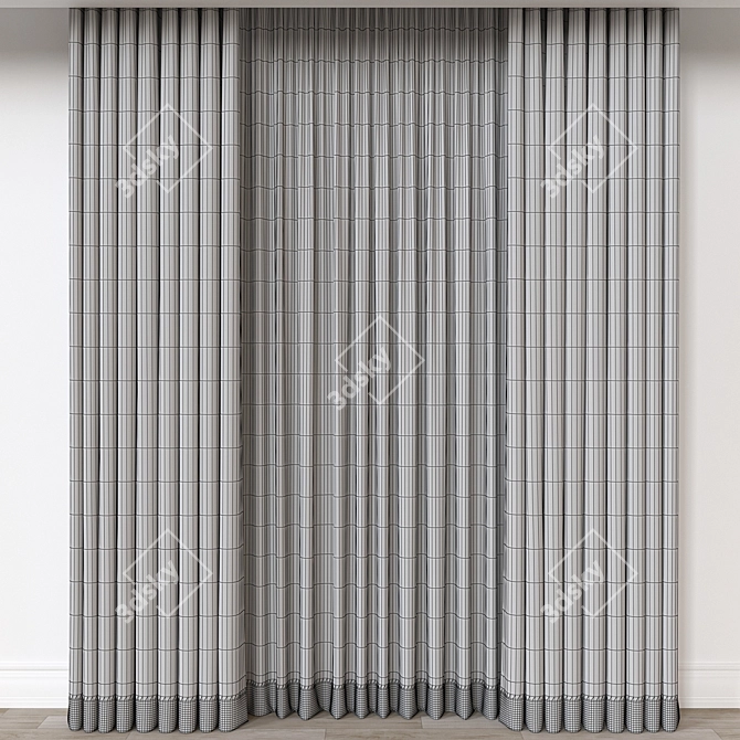 Modern Curtain 3D Model Set 3D model image 3