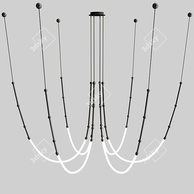Sleek LED Aluminium Chandelier 3D model image 4