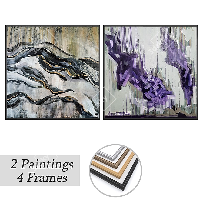 Artwork Set with Multiple Frames 3D model image 1