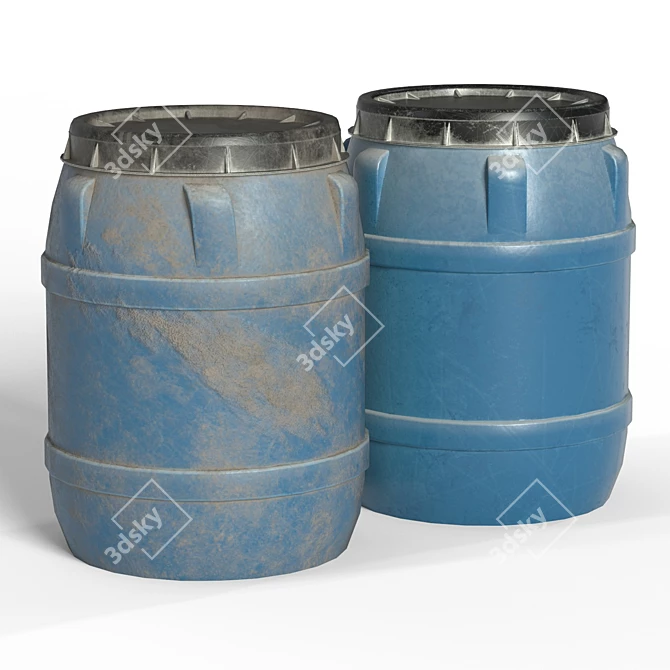 Realistic Lowpoly Plastic Barrel Collection 3D model image 5