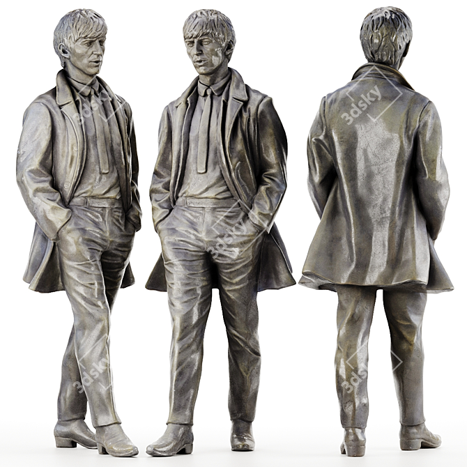 George Harrison Beatles Statue Set 3D model image 2