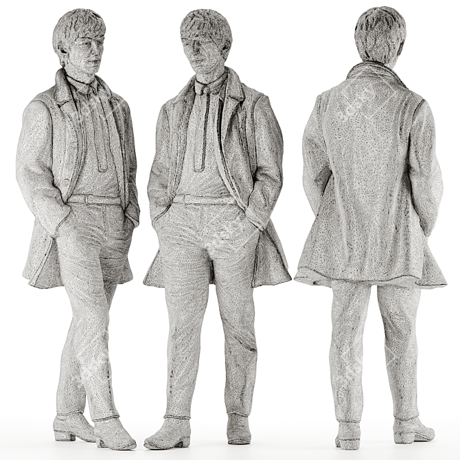 George Harrison Beatles Statue Set 3D model image 3