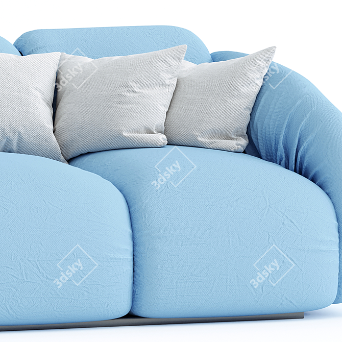 Cozy Light Blue Puffer Sofa 3D model image 3