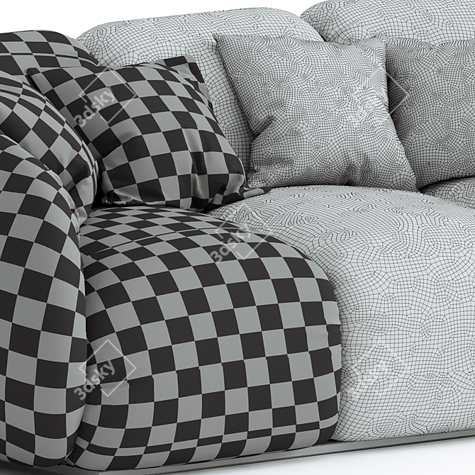 Cozy Light Blue Puffer Sofa 3D model image 4