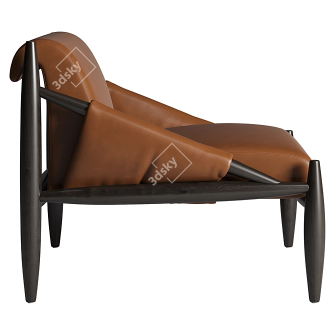 Retro Bliss Leather Accent Chair 3D model image 3