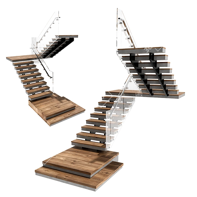 Sleek Modern Stair Design 3D model image 1