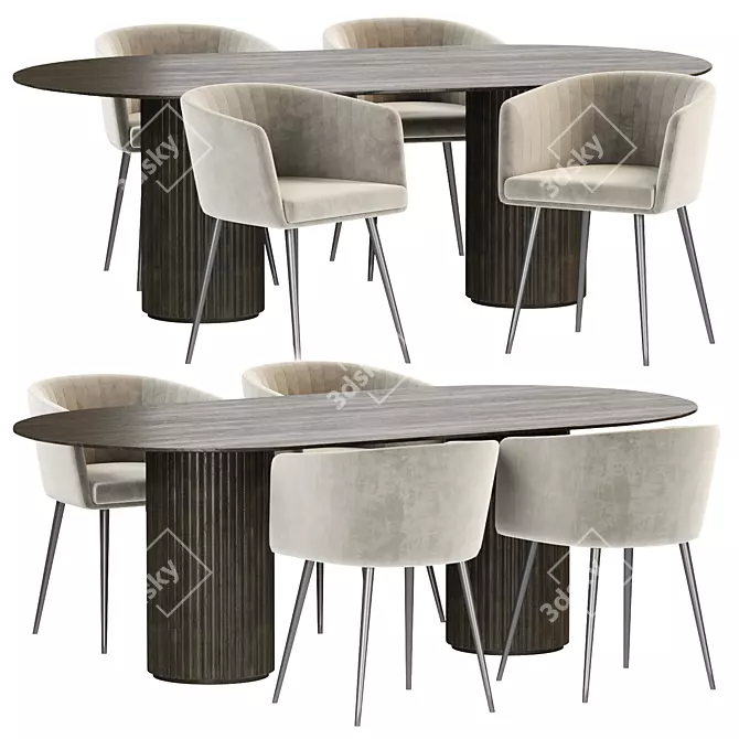 Elegant Dining Set by Homi 3D model image 1