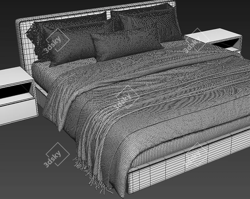 West Elm Flanged Bed 3D 3D model image 4