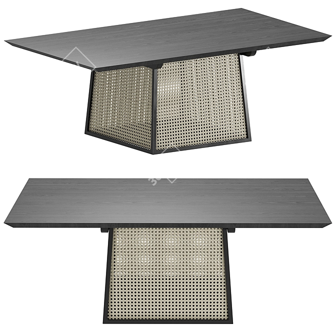 Wooden Savanna Dining Table Set 3D model image 1