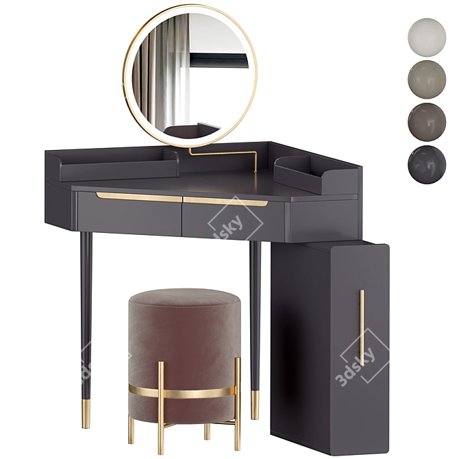 Chic Corner Vanity Set 3D model image 1