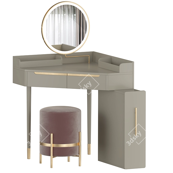 Chic Corner Vanity Set 3D model image 4