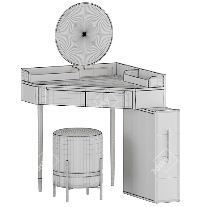 Chic Corner Vanity Set 3D model image 5