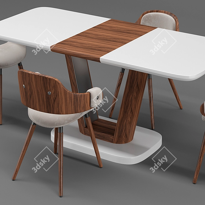 Retro-inspired Chair & Table Set 3D model image 3