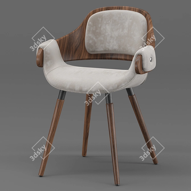 Retro-inspired Chair & Table Set 3D model image 5