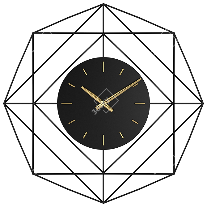 Contemporary Geometric Metal Wall Clock 3D model image 1