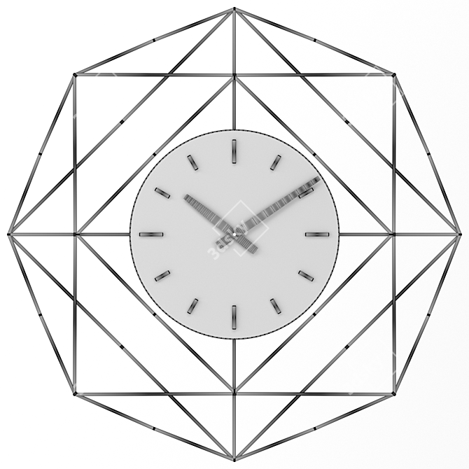 Contemporary Geometric Metal Wall Clock 3D model image 2
