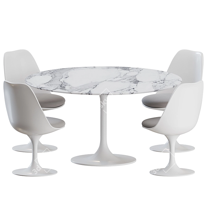 Modern Knoll Tulip Dining Set 3D model image 2