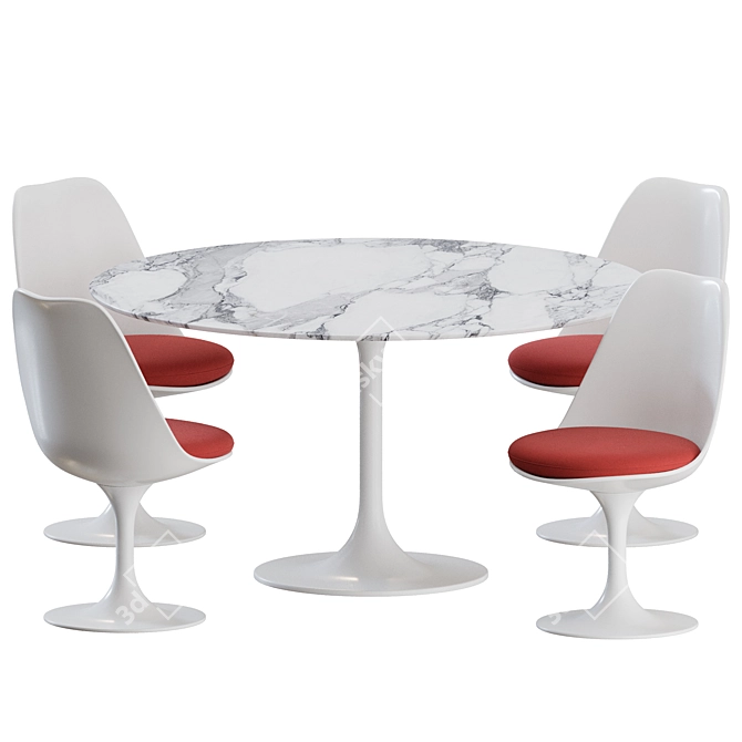 Modern Knoll Tulip Dining Set 3D model image 6