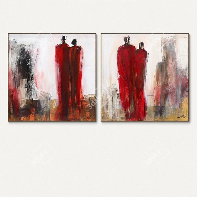 Abstract Plaster Square Frames Set 3D model image 4