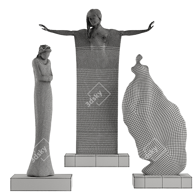  Abstract Human Sculptures Set 3D model image 4