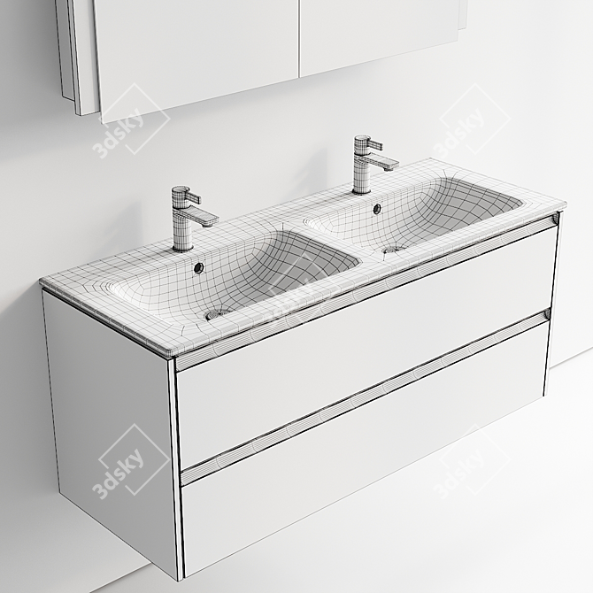 Modern Double Vanity Set Ketho.2 3D model image 5