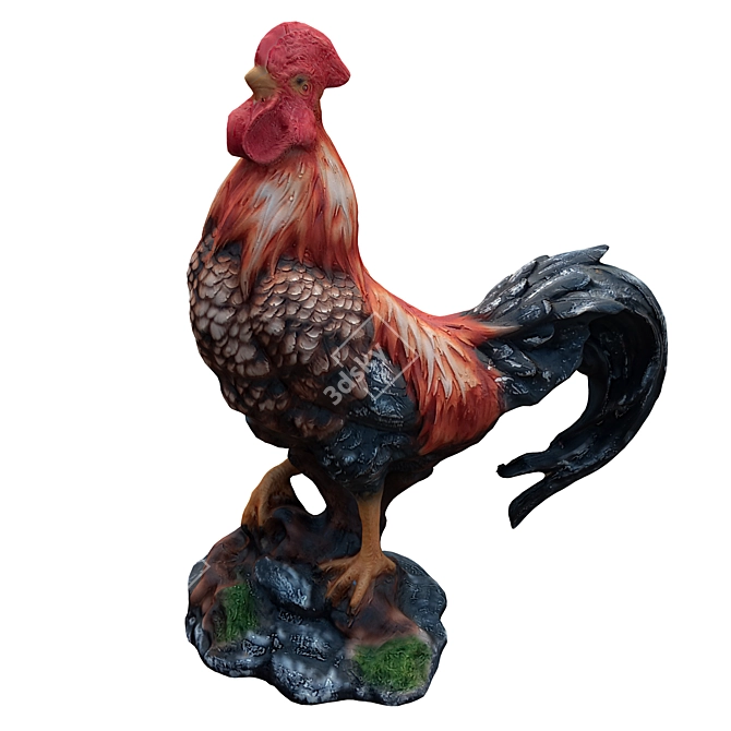 Regal Rooster Statue 3D Model 3D model image 1
