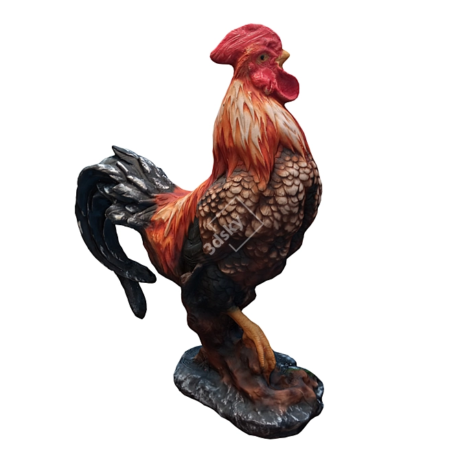 Regal Rooster Statue 3D Model 3D model image 2
