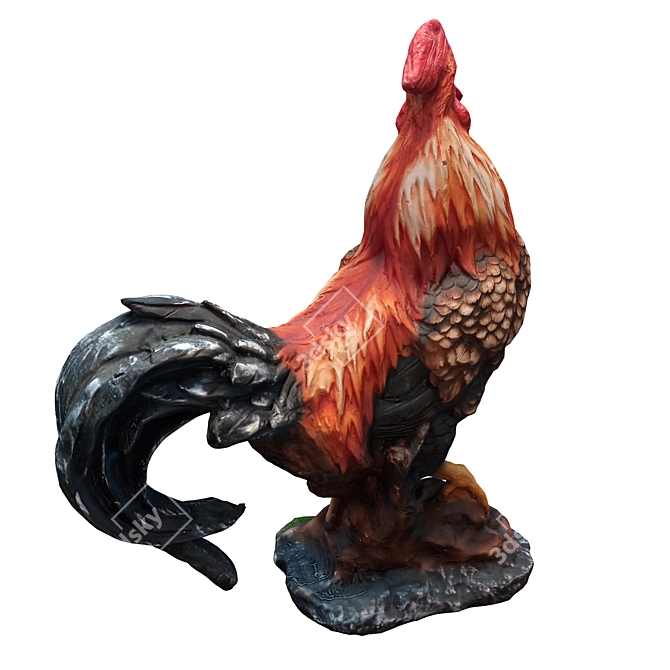 Regal Rooster Statue 3D Model 3D model image 3