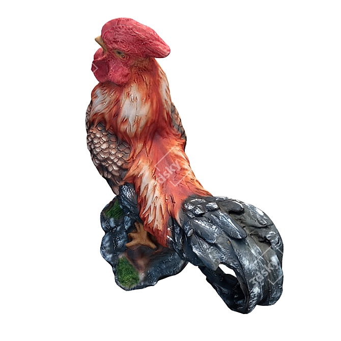 Regal Rooster Statue 3D Model 3D model image 4