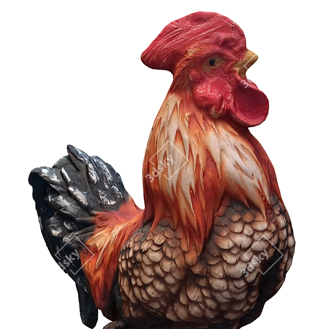 Regal Rooster Statue 3D Model 3D model image 5