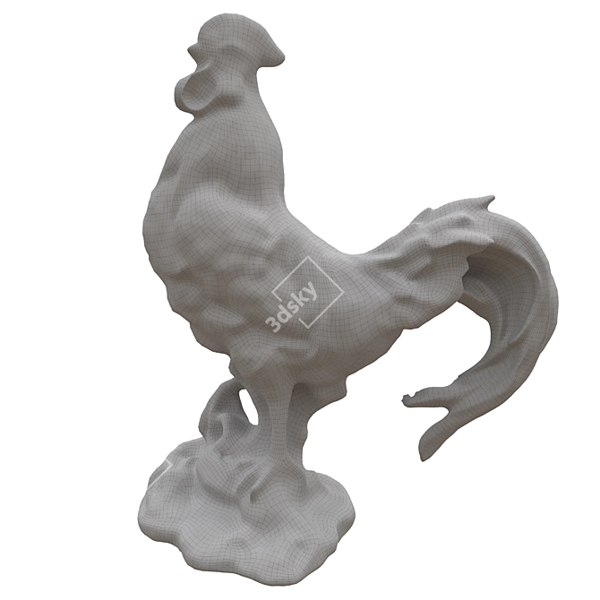 Regal Rooster Statue 3D Model 3D model image 6