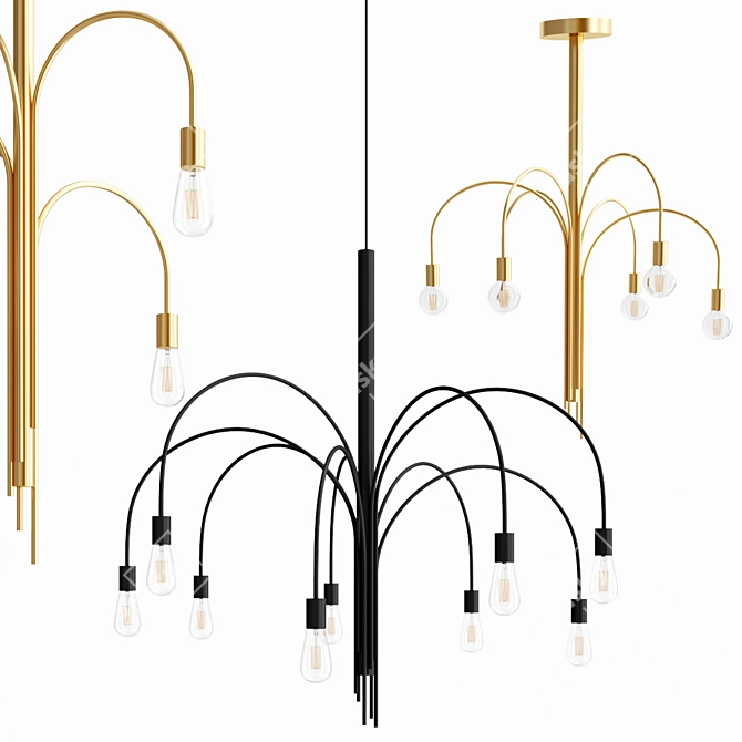 Modern LED Aluminium Chandelier by Dark 3D model image 1