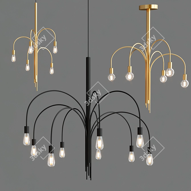Modern LED Aluminium Chandelier by Dark 3D model image 2