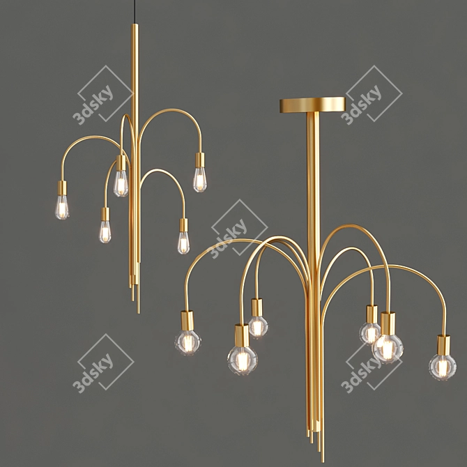 Modern LED Aluminium Chandelier by Dark 3D model image 3